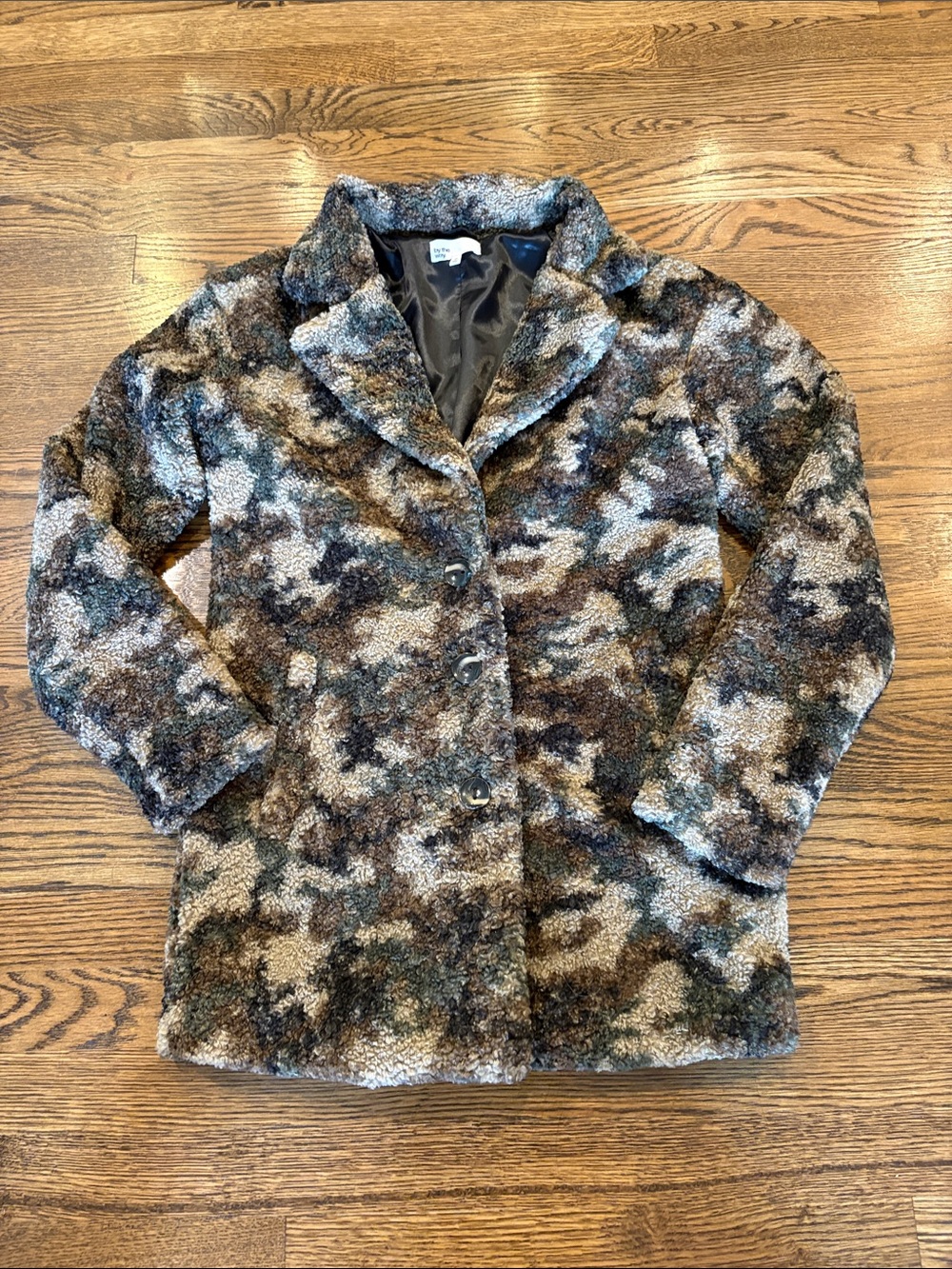 By the Way Textured Camouflage Sherpa Jacket - Brown/Gray, xS